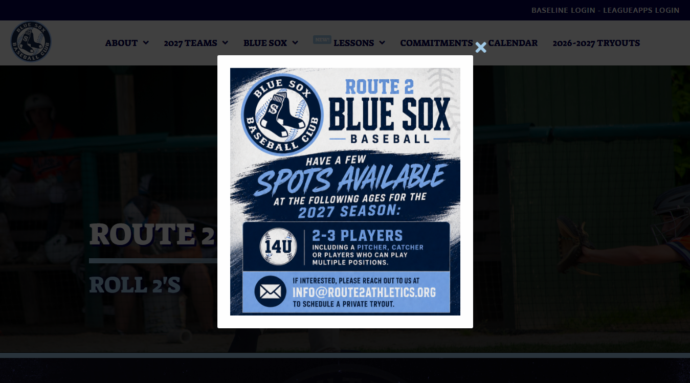 Website screenshot for Route 2 Athletics