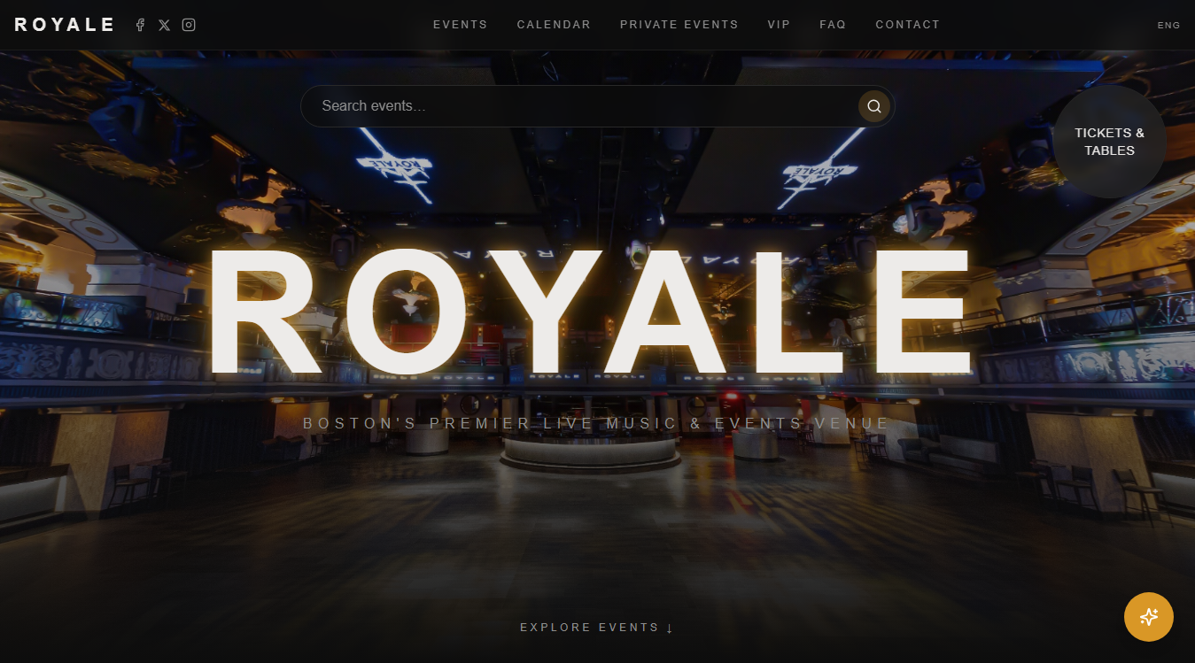 Website screenshot for Royale