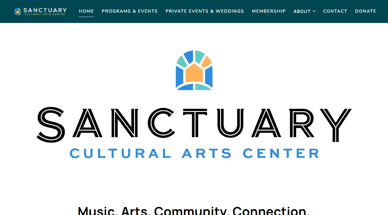 Website screenshot for Sanctuary Cultural Arts Center, Inc.