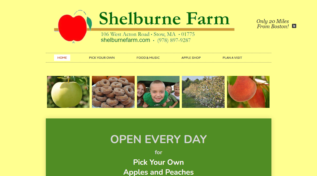 Website screenshot for Shelburne Farm