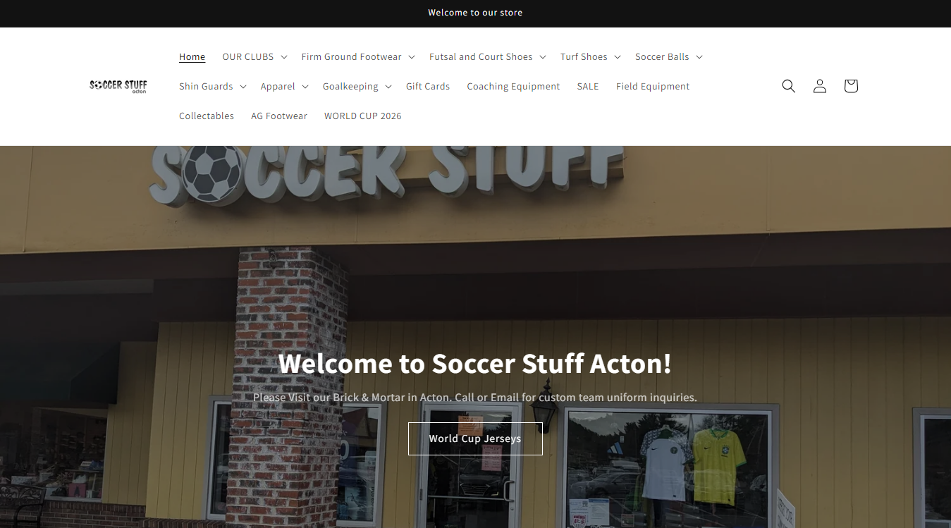 Website screenshot for Soccer Stuff