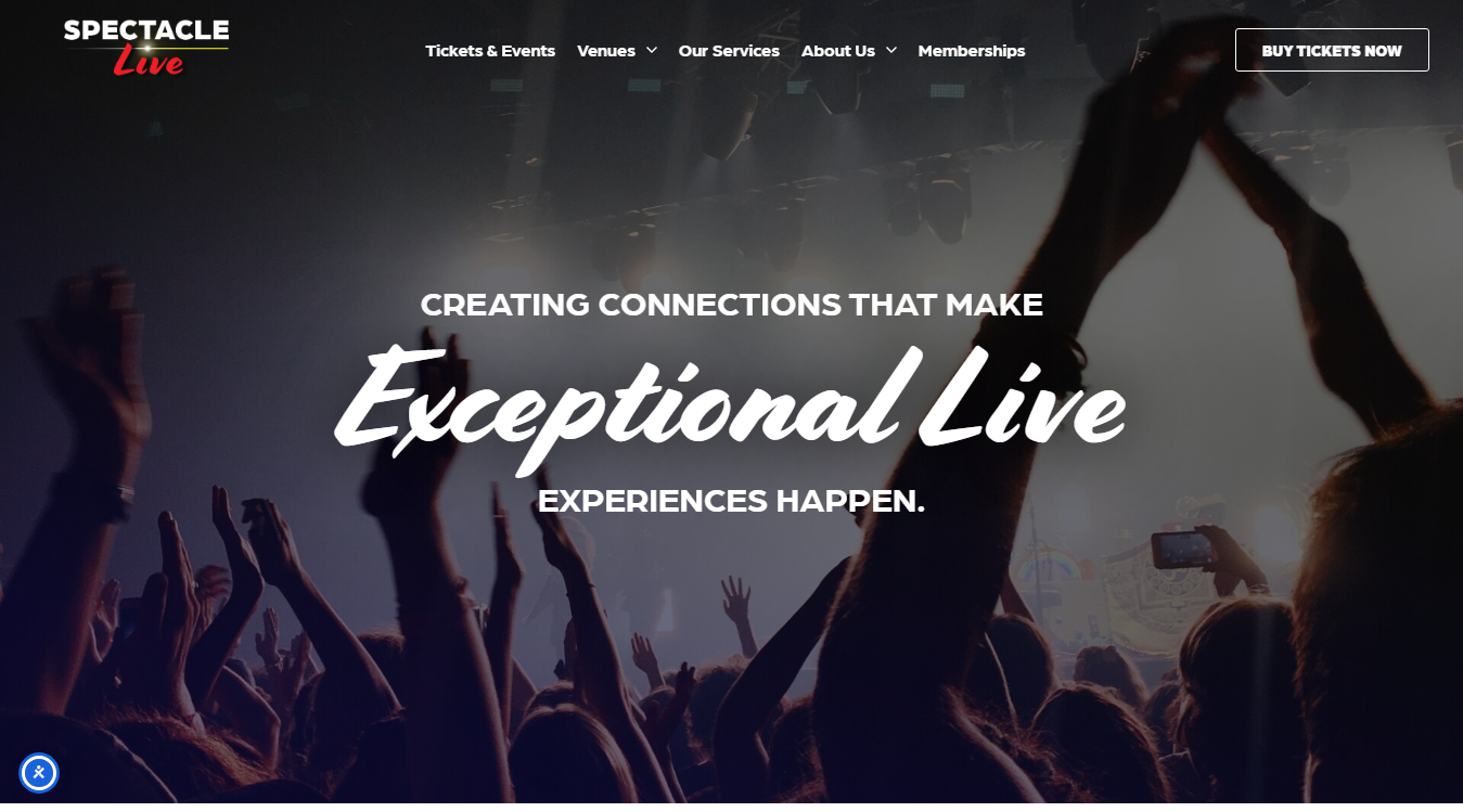 Website screenshot for Spectacle Live