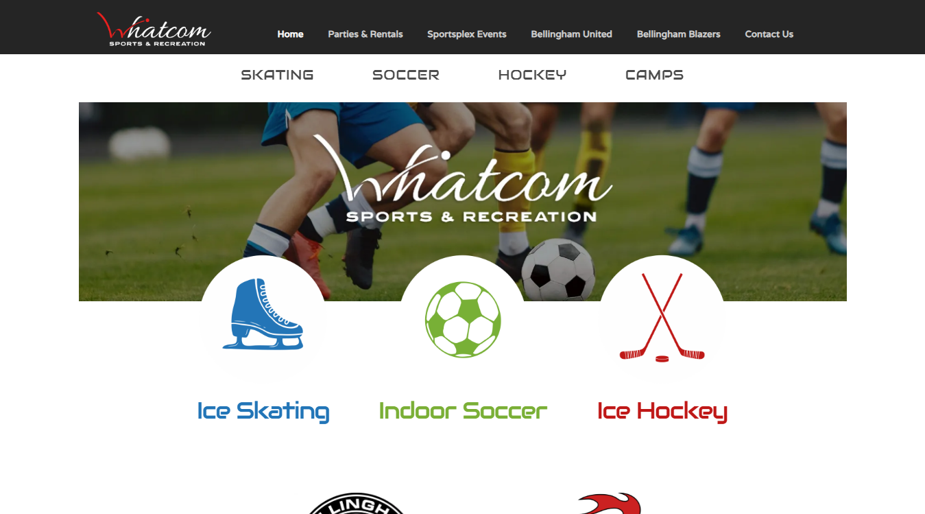 Website screenshot for Sportsplex Arena