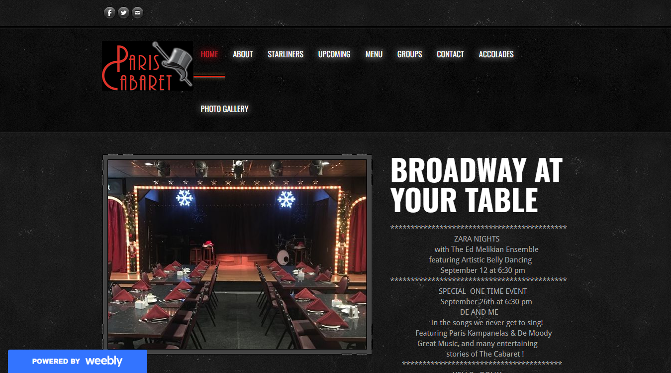 Website screenshot for Starline Room Dinner Theater