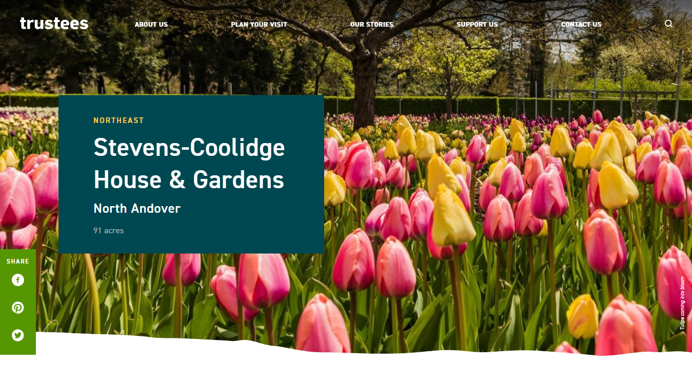 Website screenshot for Stevens-Coolidge House & Gardens