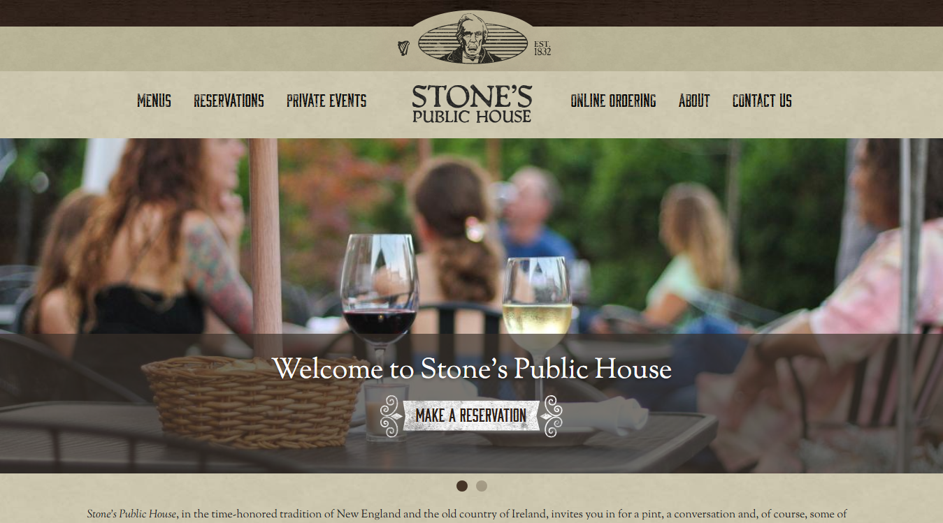 Website screenshot for Stone's Public House