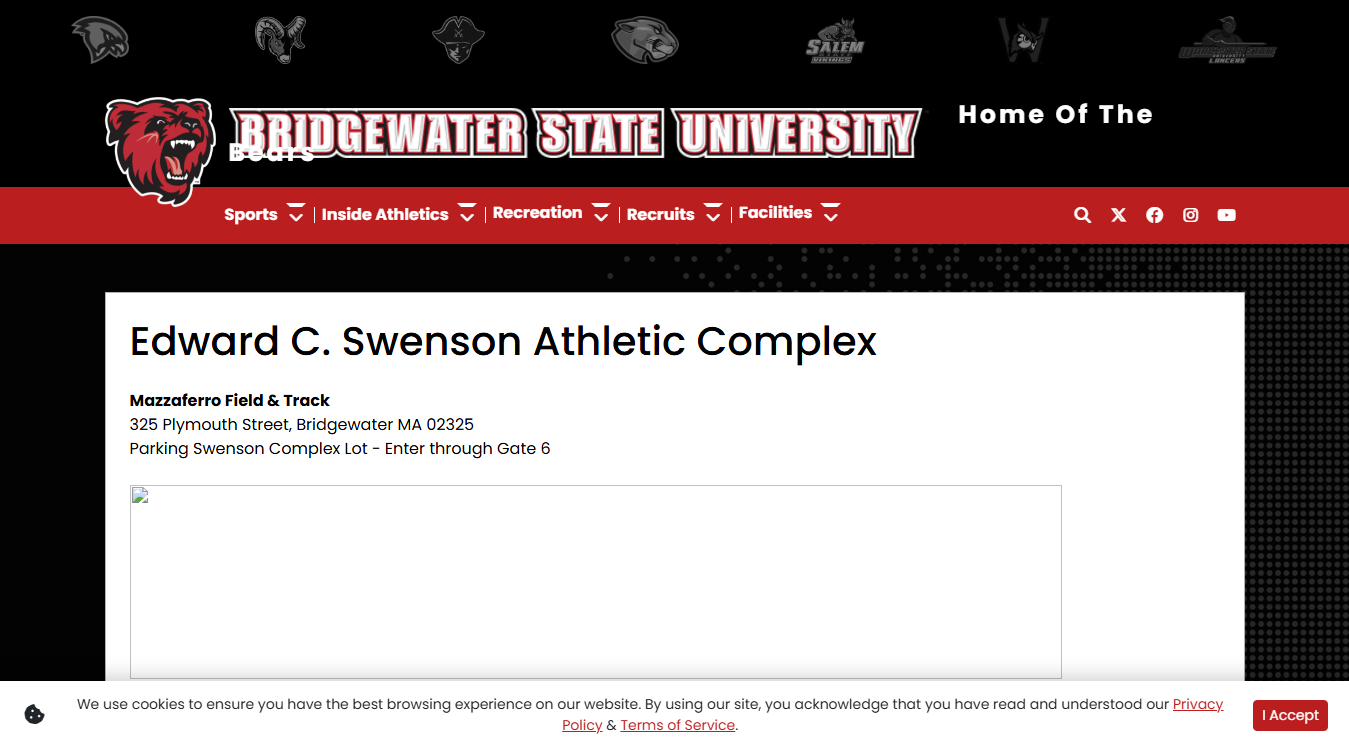 Website screenshot for Swenson Athletic Complex