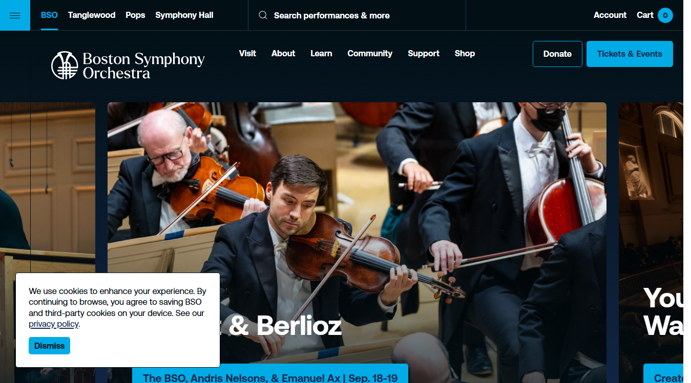 Website screenshot for Symphony Hall