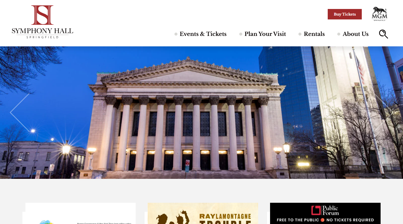 Website screenshot for Symphony Hall