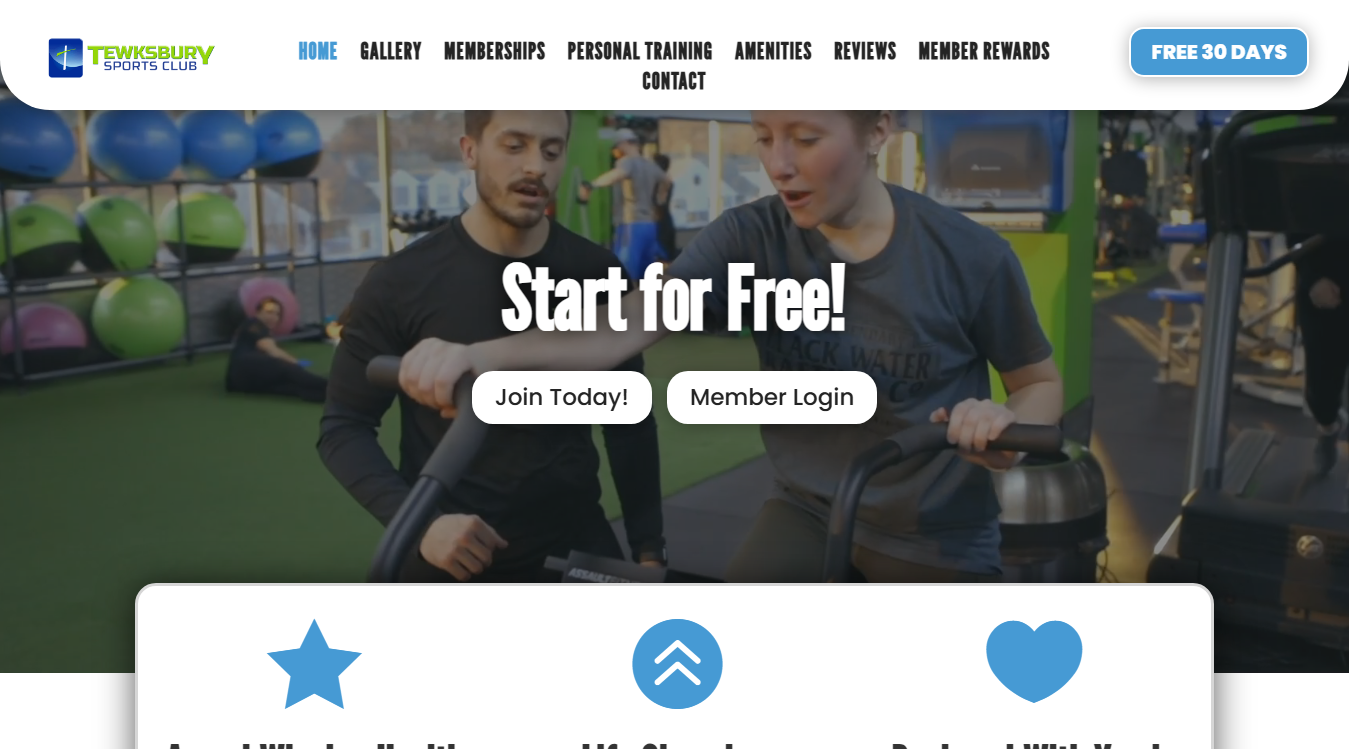 Website screenshot for Tewksbury Sports Club