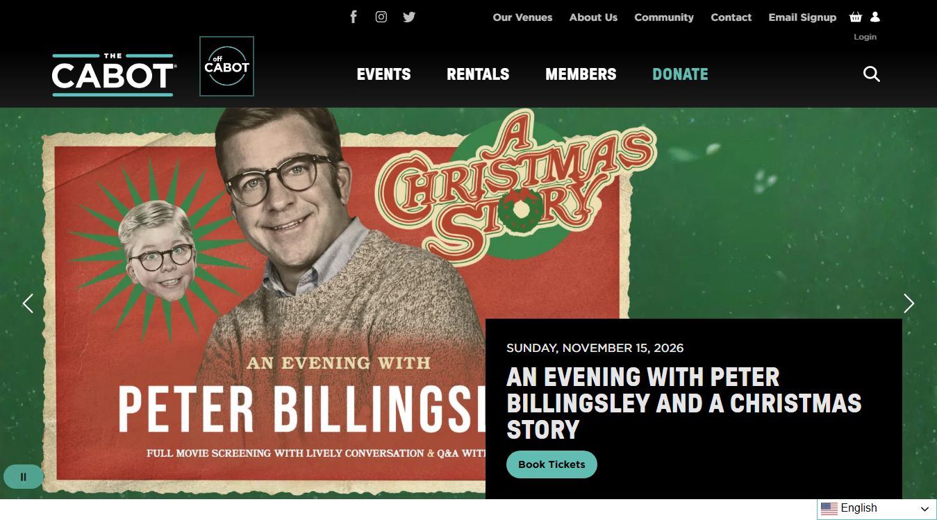 Website screenshot for The Cabot