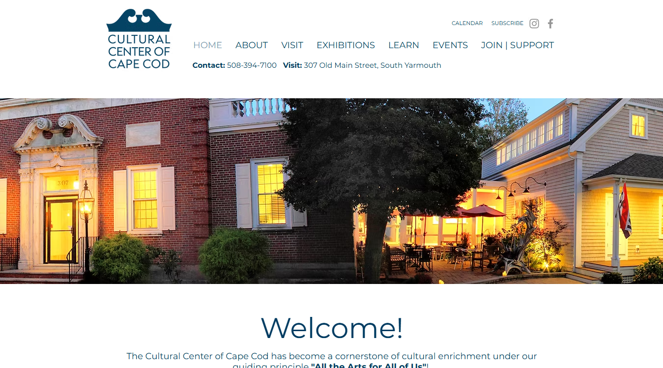 Website screenshot for The Cultural Center of Cape Cod