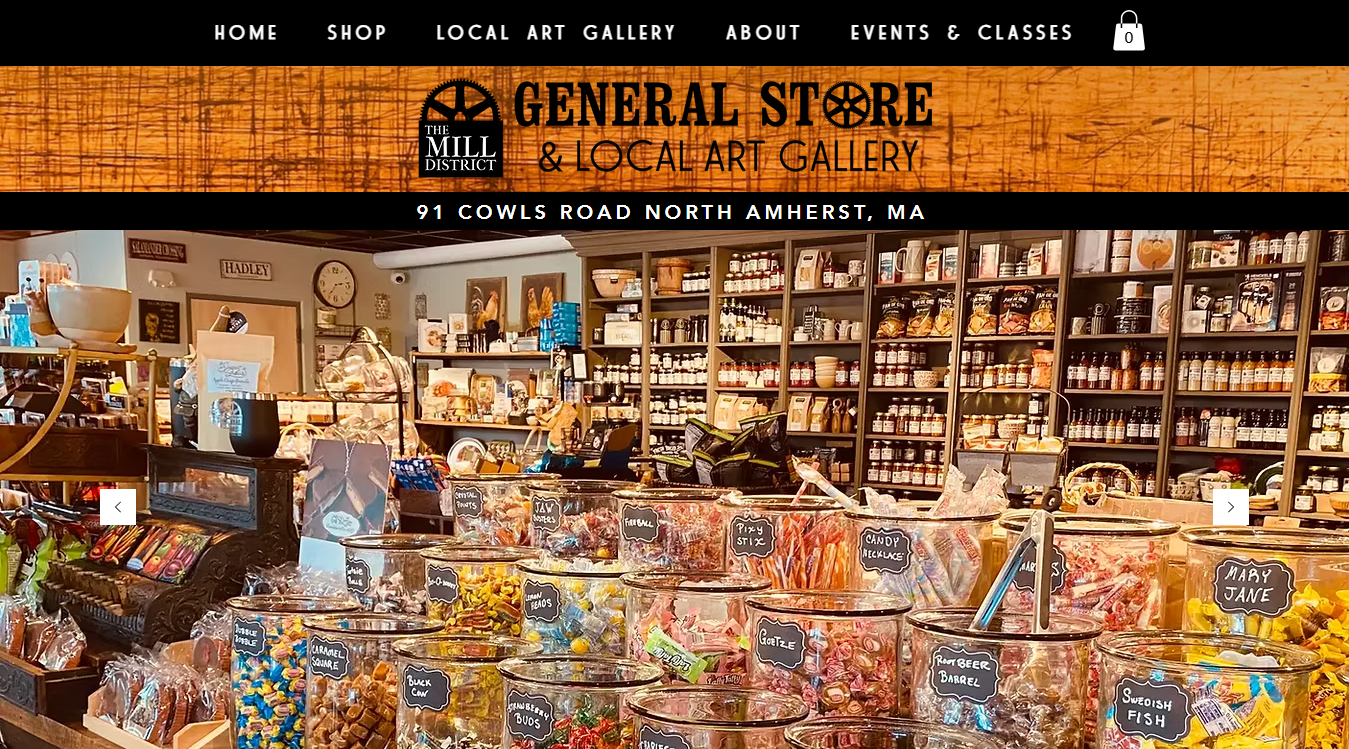 Website screenshot for The Mill District General Store