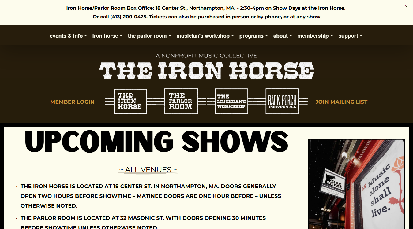 Website screenshot for The Parlor Room