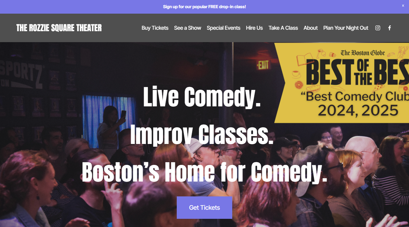 Website screenshot for The Rozzie Square Theater