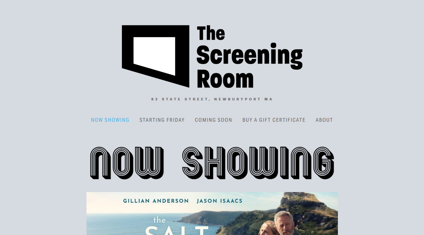 Website screenshot for The Screening Room