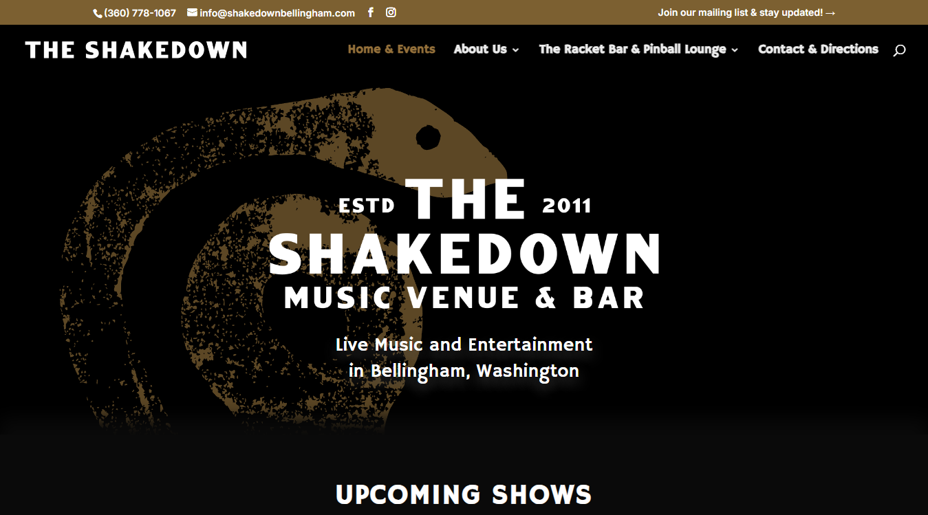 Website screenshot for The Shakedown