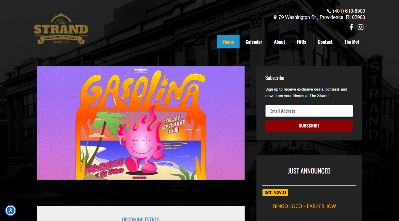 Website screenshot for The Strand Ballroom