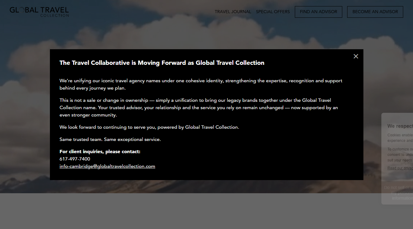 Website screenshot for The Travel Collaborative
