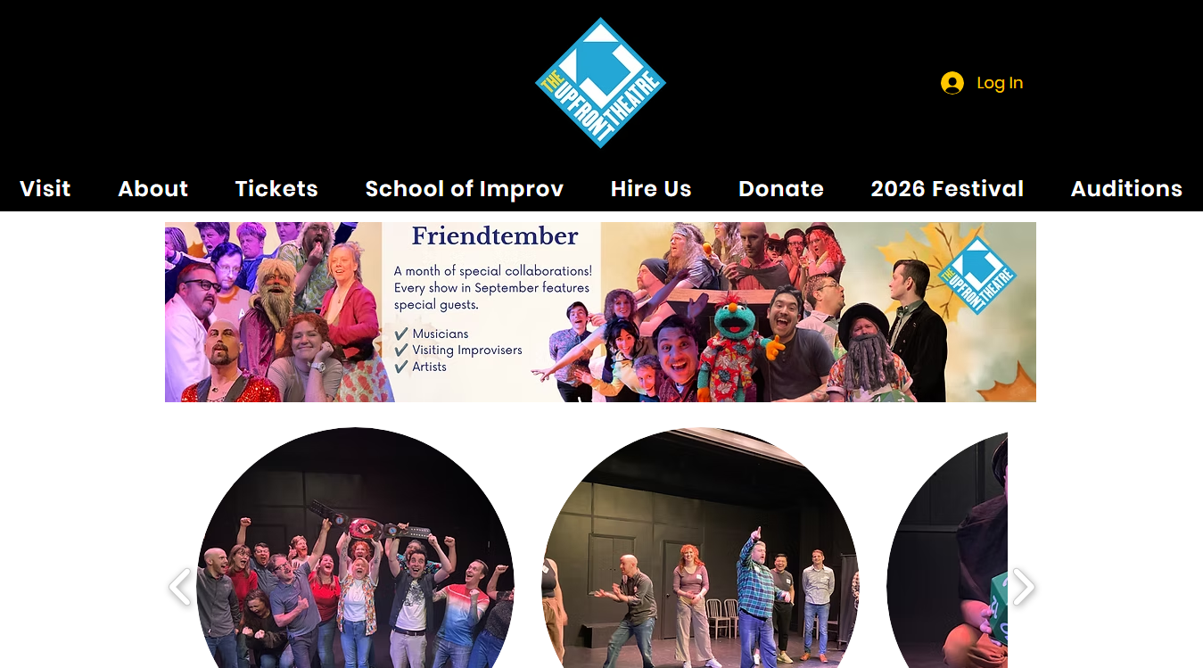 Website screenshot for The Upfront Theatre