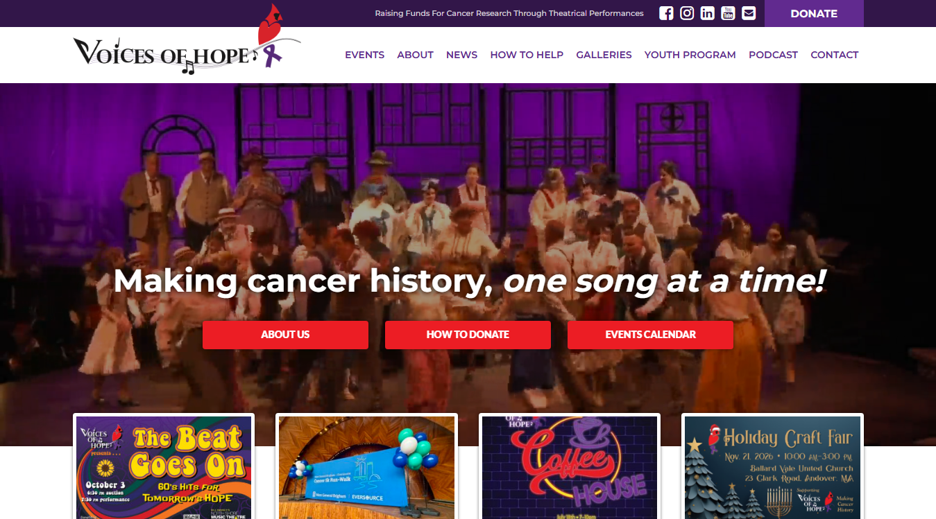 Website screenshot for The Voices of Hope