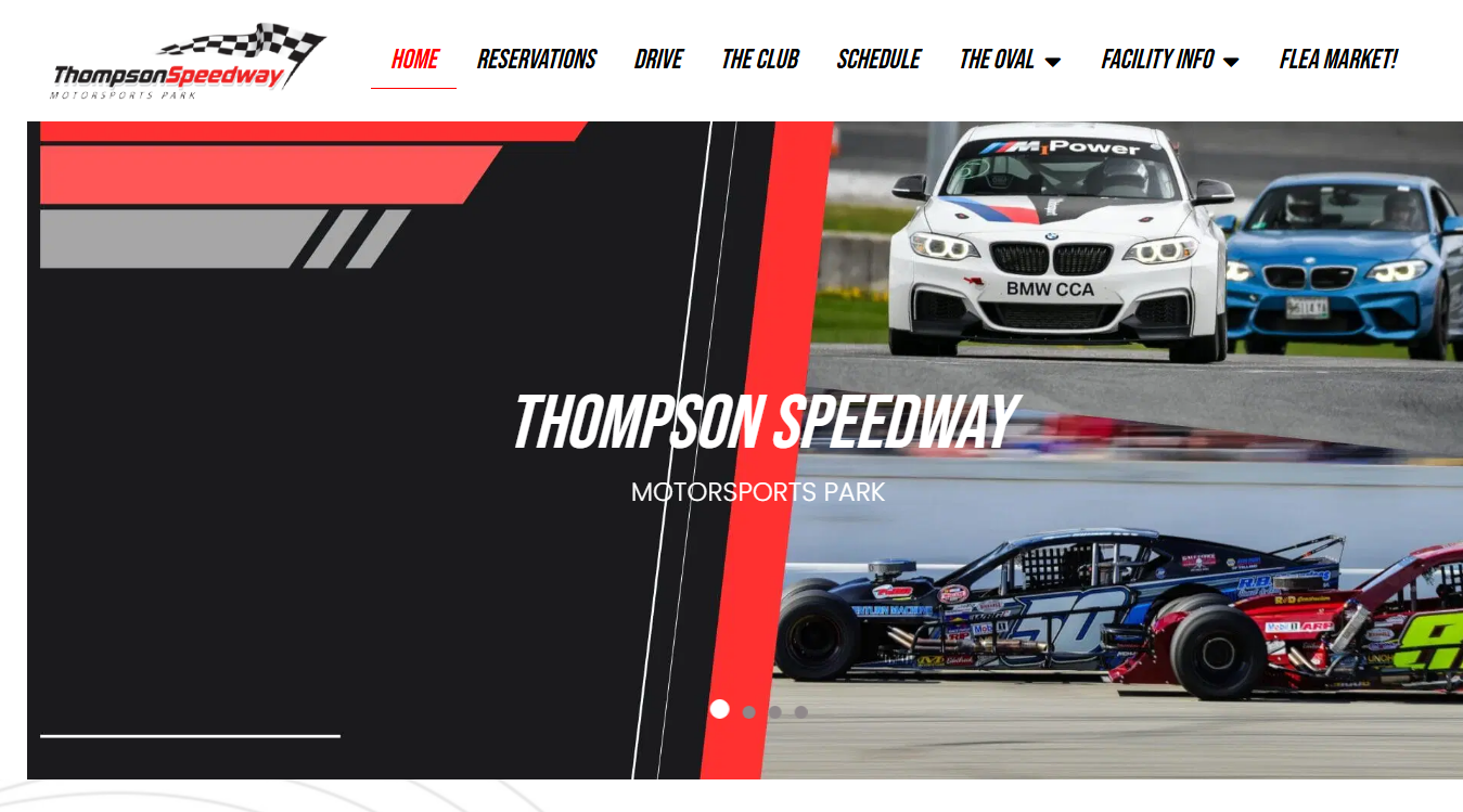 Website screenshot for Thompson Speedway Motorsports Park