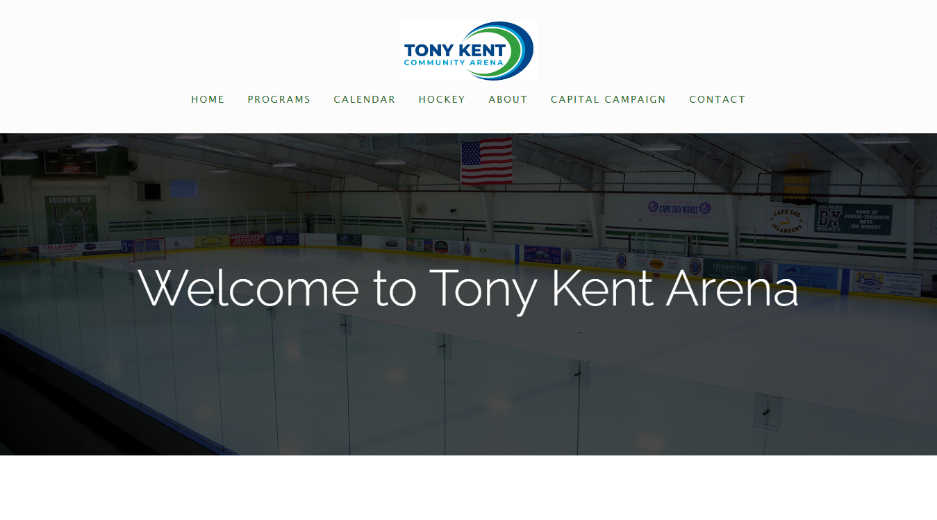 Website screenshot for Tony Kent Arena