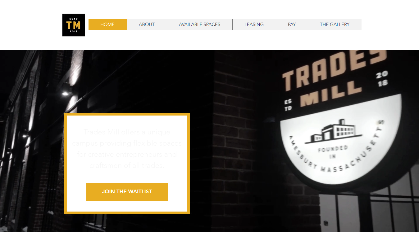 Website screenshot for Trades Mill