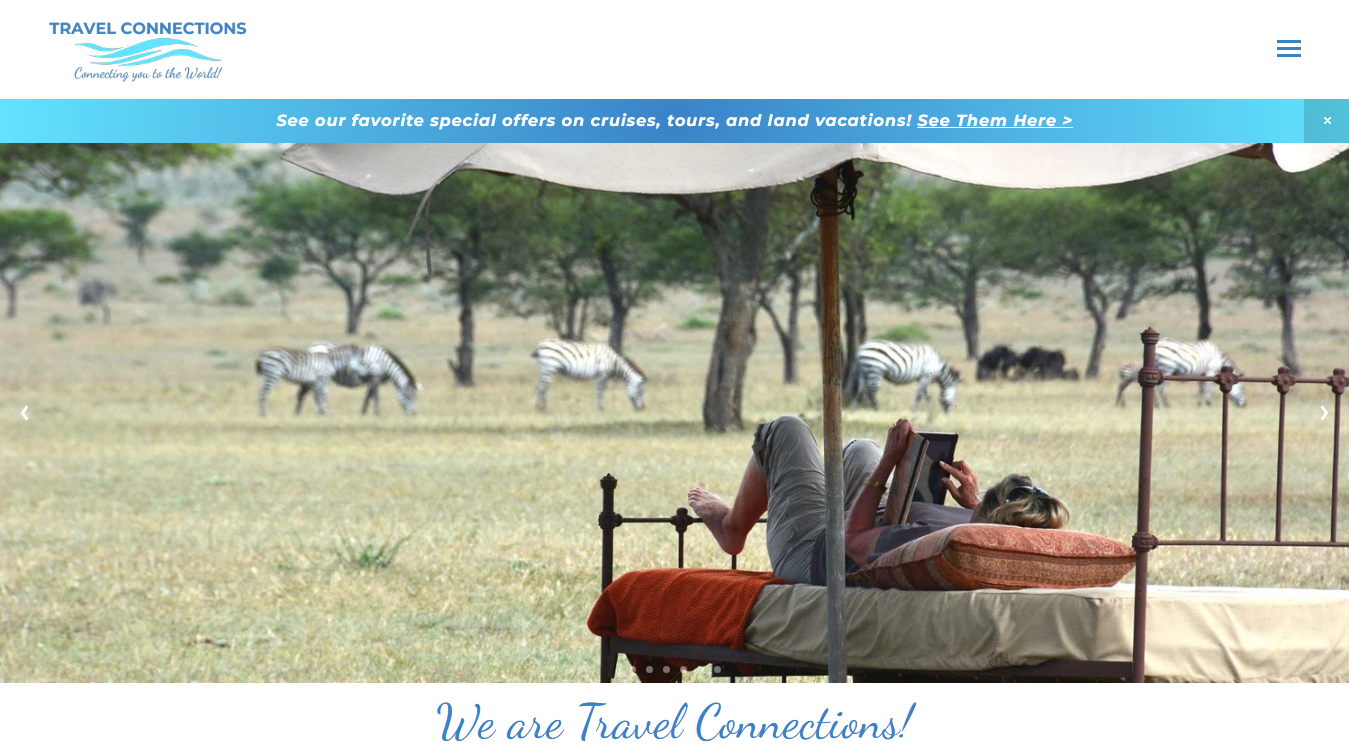 Website screenshot for Travel Connections & Cruises Limited