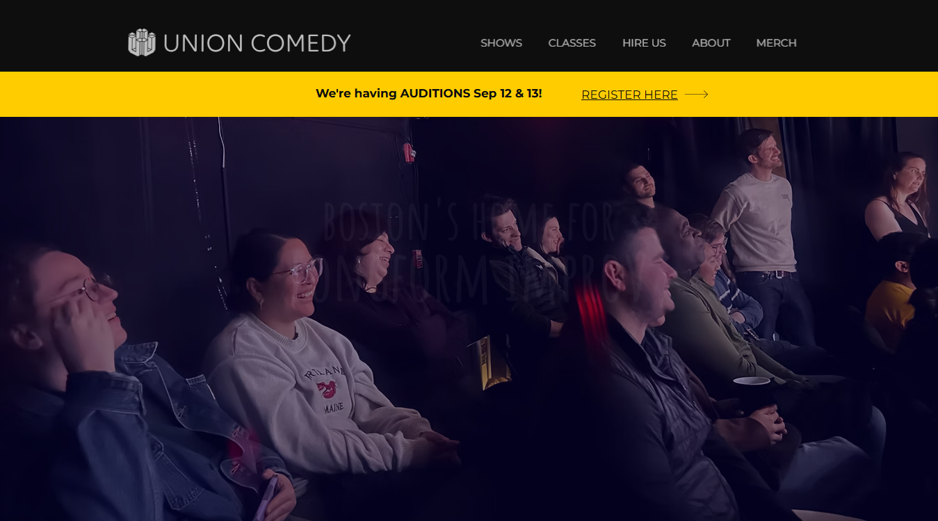 Website screenshot for Union Comedy Training Center