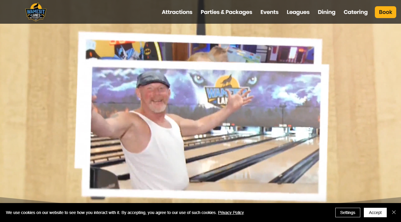Website screenshot for Wamesit Lanes - Family Entertainment Center ( Bowling & Arcade Game Rooms )