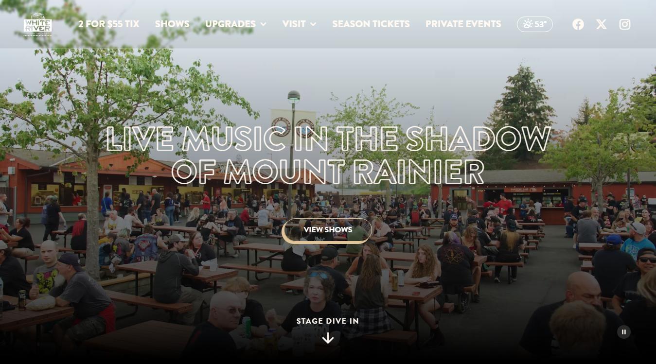 Website screenshot for White River Amphitheatre